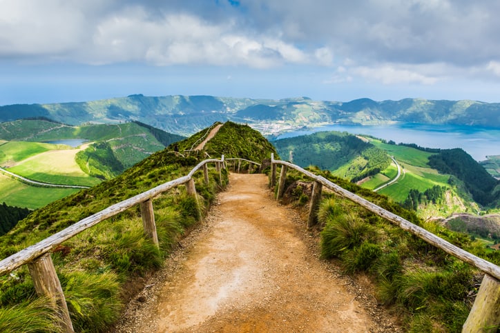 Walking path to the lakes of Sete Cidades, Azores, Portugal