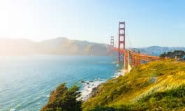 Golden Gate Bridge High Key Sunlight Fort Point