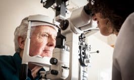 Optometrist with patient