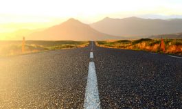 Road in the Icelandic evening sun